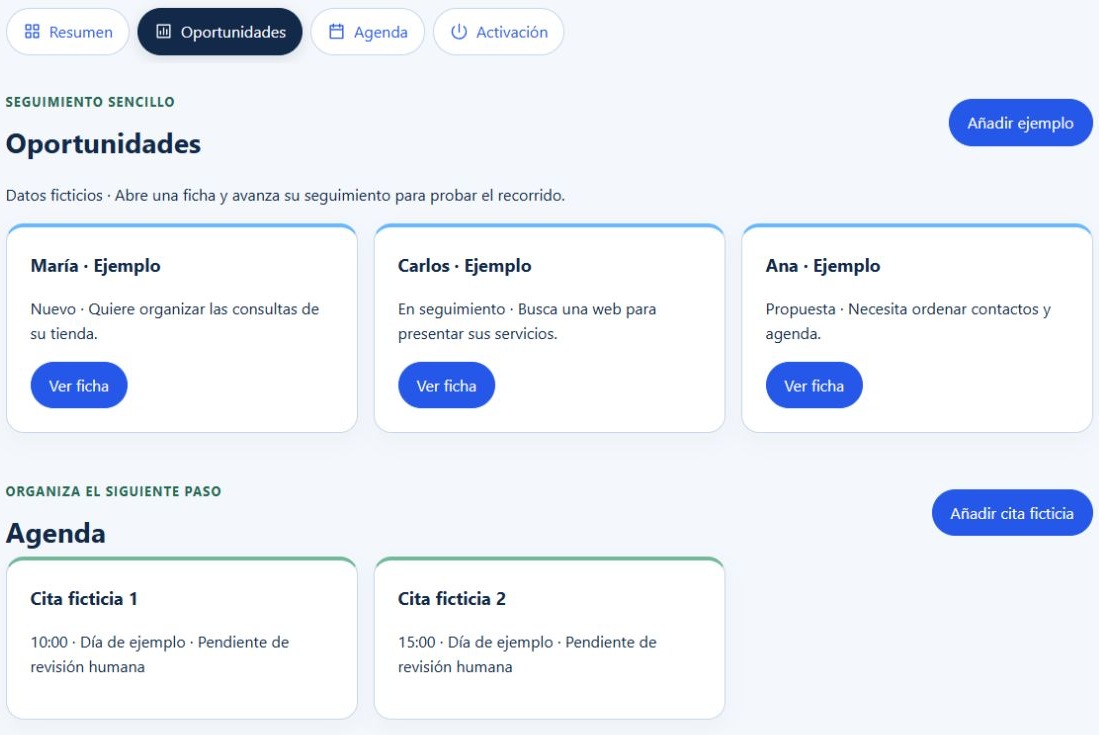 Captura de oportunidades y agenda de la demo con contactos ficticios