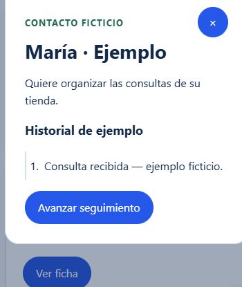 Captura móvil del historial de María, contacto ficticio de la demo